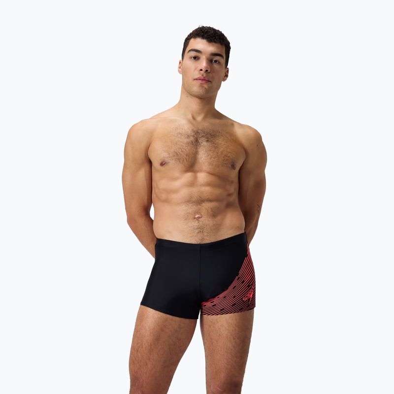 Speedo Medley Logo Aquashort men's swimming boxers black/siren red 5