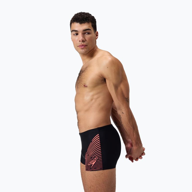 Speedo Medley Logo Aquashort men's swimming boxers black/siren red 9