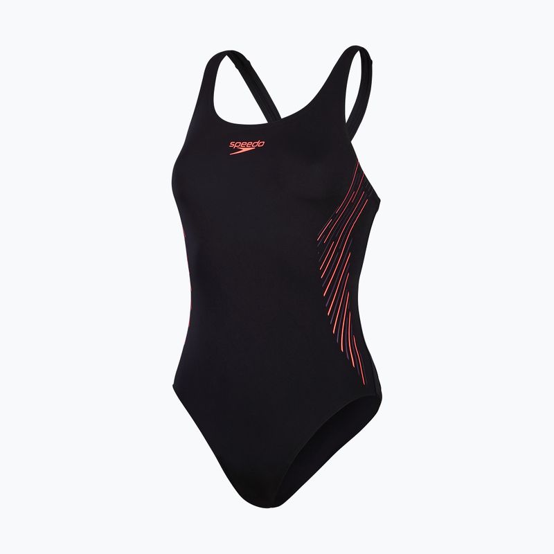 Speedo Placement Muscleback one-piece swimsuit black/plum dandy/siren