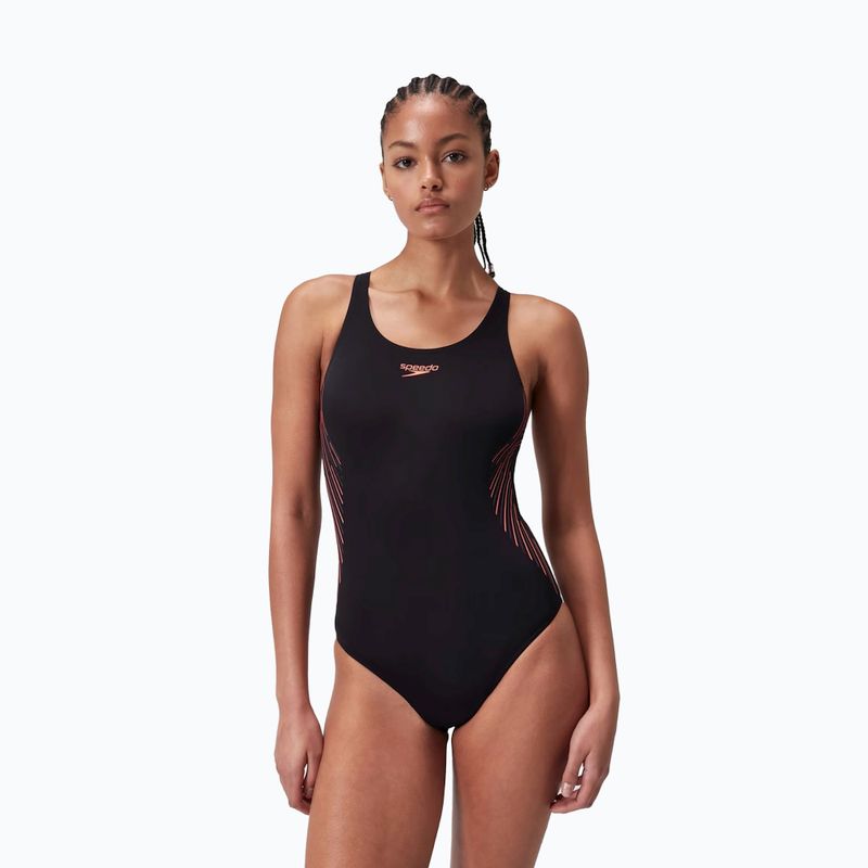 Speedo Placement Muscleback one-piece swimsuit black/plum dandy/siren 5