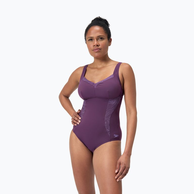 Speedo Shaping Printed LunaElustre One Piece plum dandy swimsuit 6