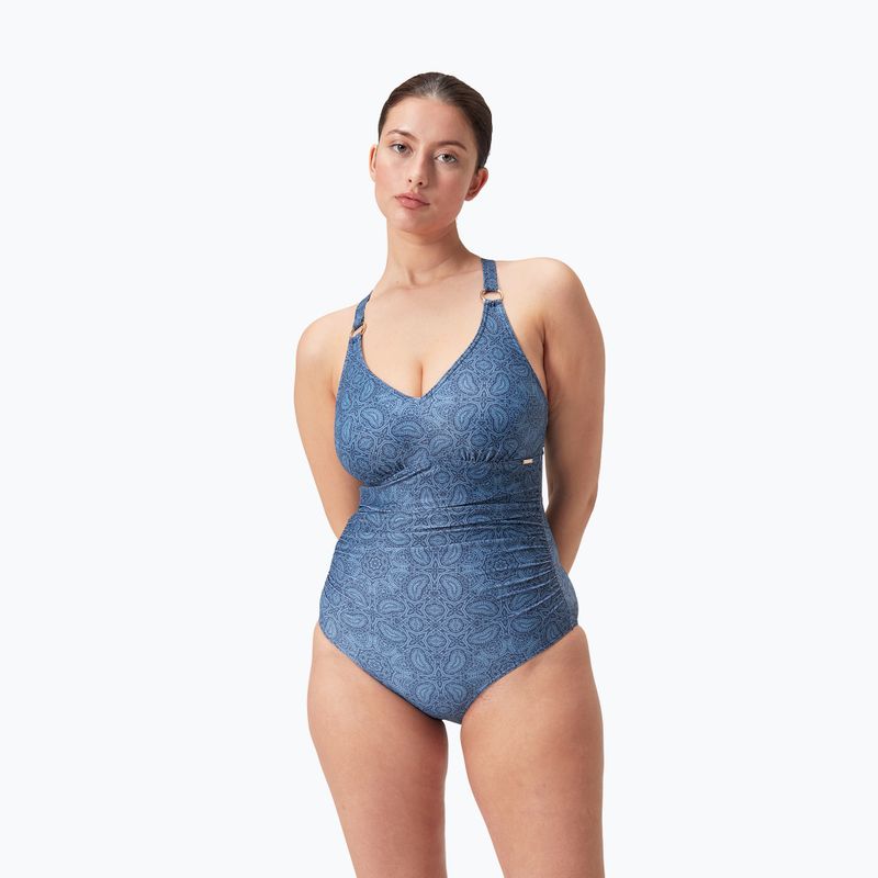 Speedo Shaping Printed V Neck One Piece Swimsuit spruce blue/washed blue 5