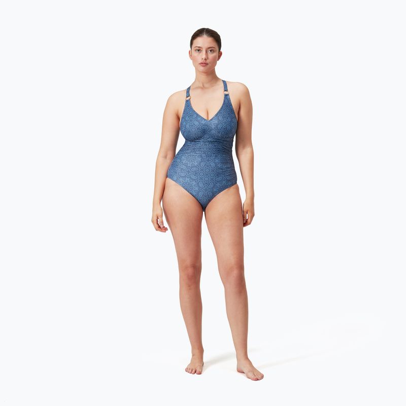 Speedo Shaping Printed V Neck One Piece Swimsuit spruce blue/washed blue 6