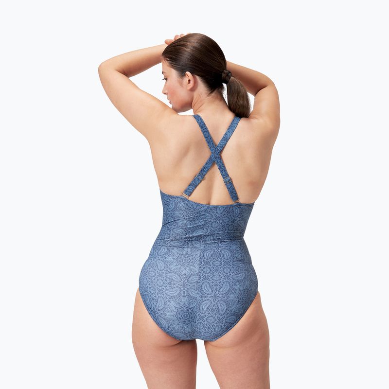 Speedo Shaping Printed V Neck One Piece Swimsuit spruce blue/washed blue 7