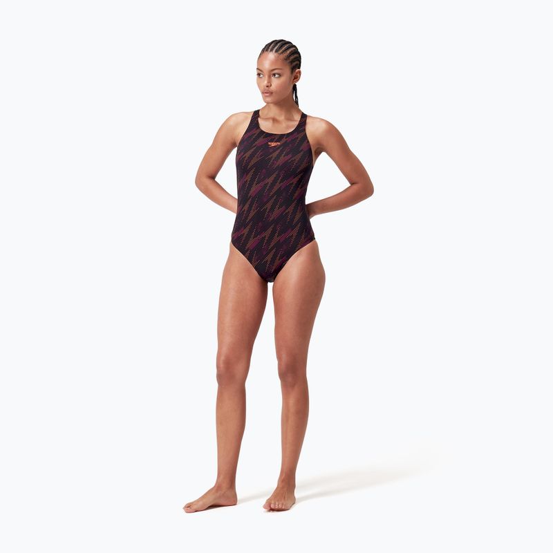 Speedo HyperBoom Allover Medalist black/plum dandy/siren red one-piece swimsuit 2