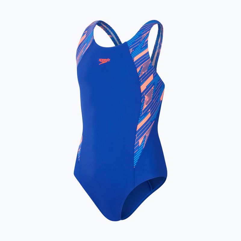 Speedo HyperBoom Splice Muscleback children's one-piece swimsuit true cobalt/siren red/picton blue