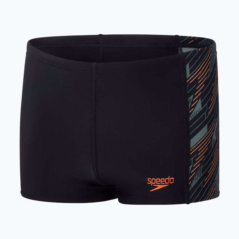 Speedo HyperBoom Panel children's swimming boxers Aquashort black/country green/nectarine