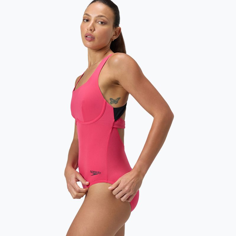 Ladies' one-piece swimsuit Speedo Flex Band with Swim Bra raspbery fill/vermilion/punch 4