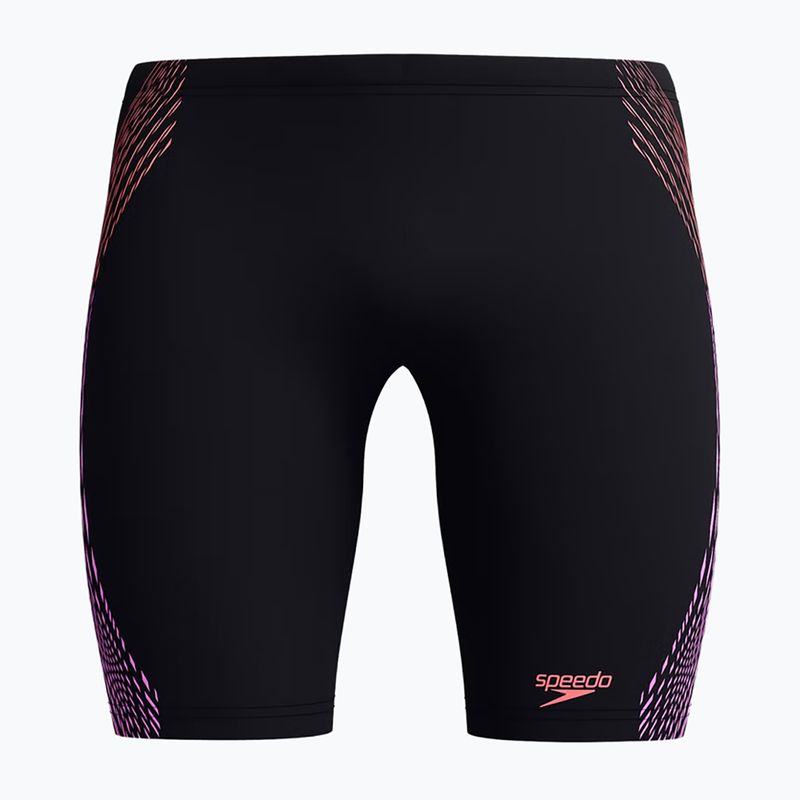 Men's swim jammers Speedo Duo Logo Print Mid Jammer black/coral sands/neon violet 5
