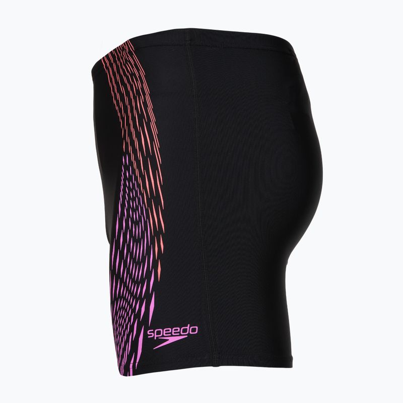 Men's swim jammers Speedo Duo Logo Print Mid Jammer black/coral sands/neon violet 3