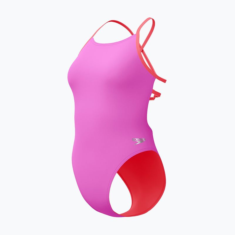 Women's one-piece swimsuit Speedo Solid Lattice Tie-Back neon violet 3