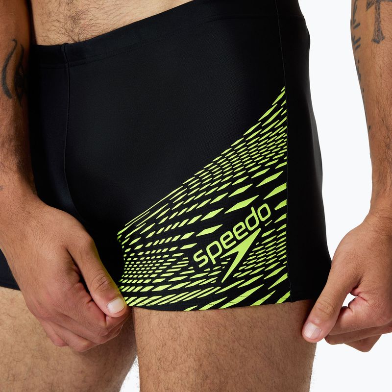 Speedo Medley Logo Aquashort men's swimming boxers black/hyper yellow 3