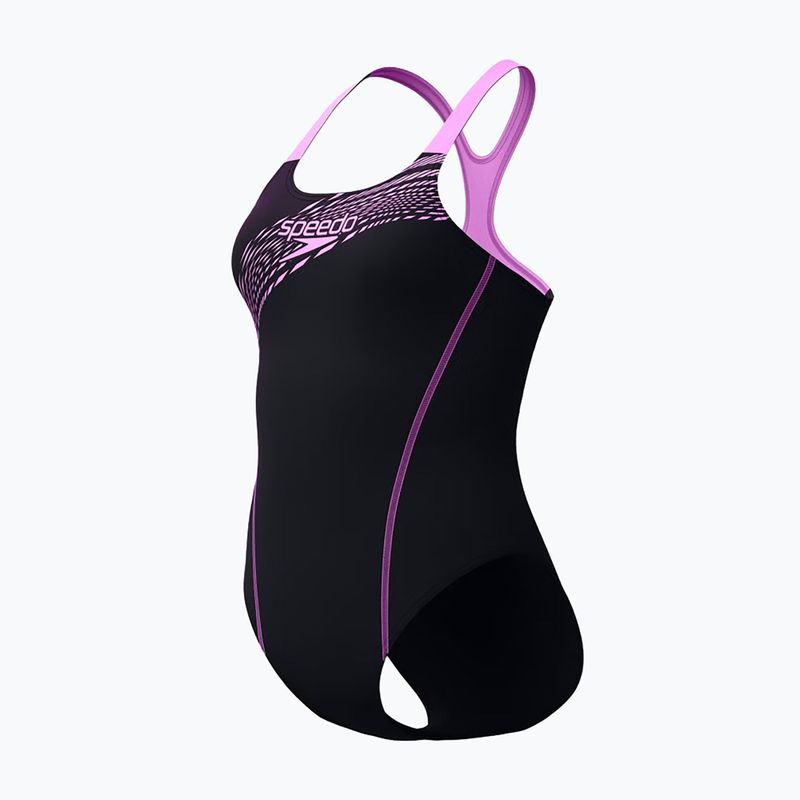 Women's one-piece swimsuit Speedo Medley Logo Medalist neon violet 3