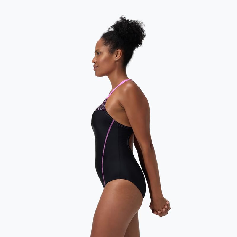 Women's one-piece swimsuit Speedo Medley Logo Medalist neon violet 8