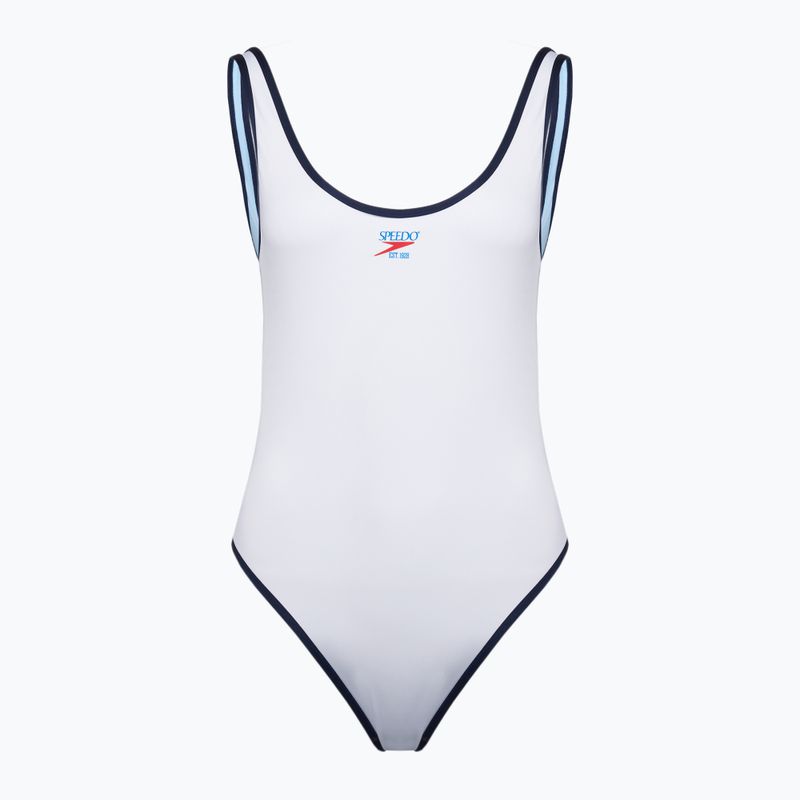 Speedo Solid Bound Scoop white women's one-piece swimsuit