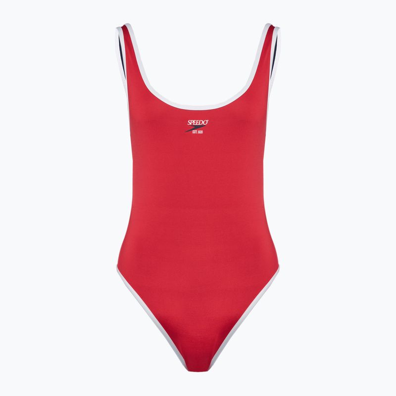 Speedo women's one-piece swimsuit Solid Bound Scoop high risk red