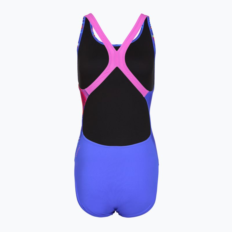 Women's one-piece swimsuit Speedo Placement Digital Powerback molten blend/cobalt pop 2