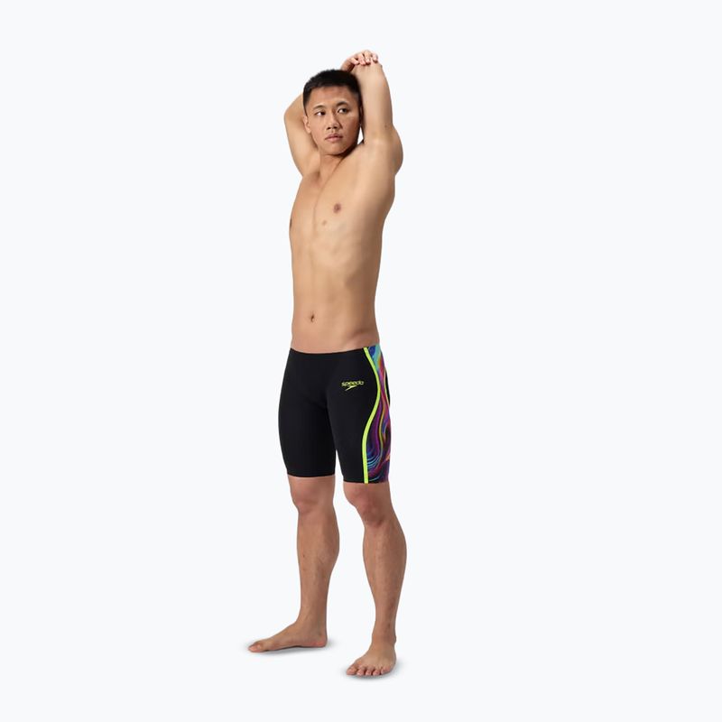 Men's swim jammers Speedo Fastskin LZR Intent 2.0 Jammer black/molten blur/hyper yellow 2