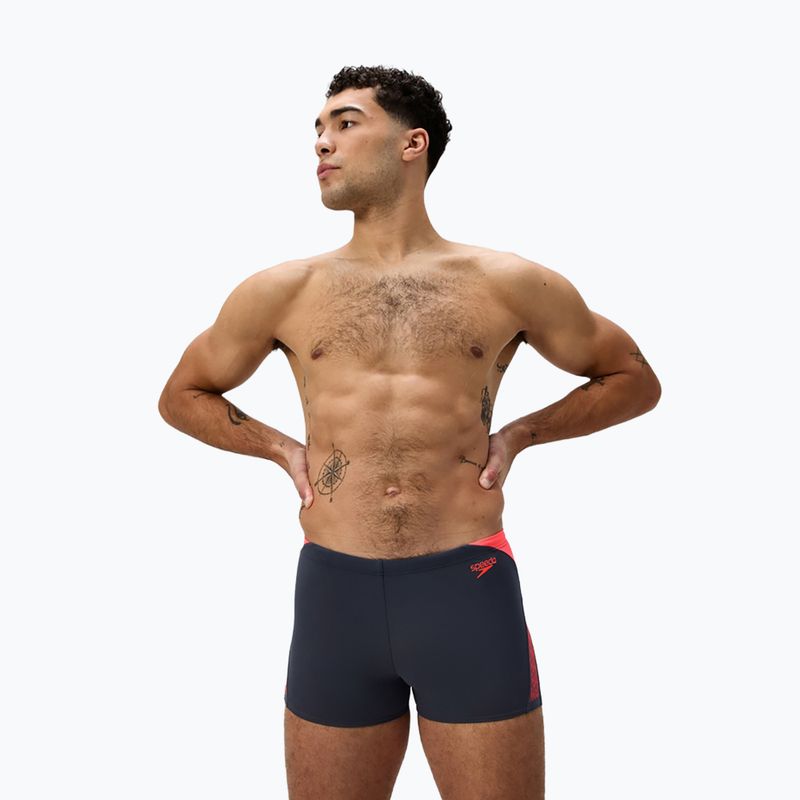 Men's swim boxers Speedo Hyper Boom Splice grey lead/neon coral