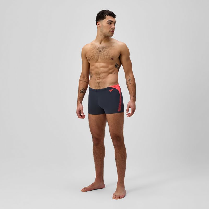 Men's swim boxers Speedo Hyper Boom Splice grey lead/neon coral 2