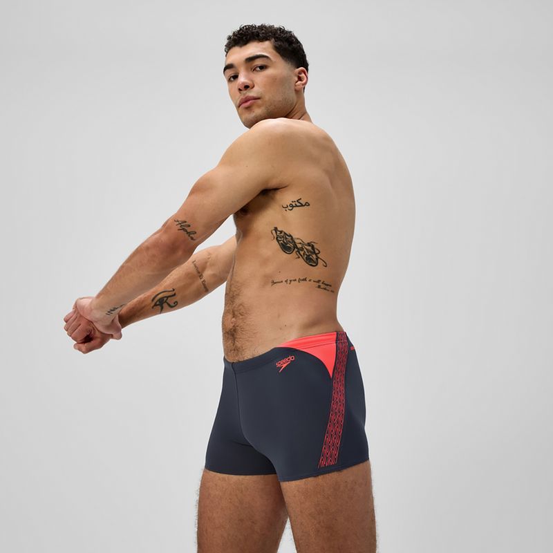 Men's swim boxers Speedo Hyper Boom Splice grey lead/neon coral 4