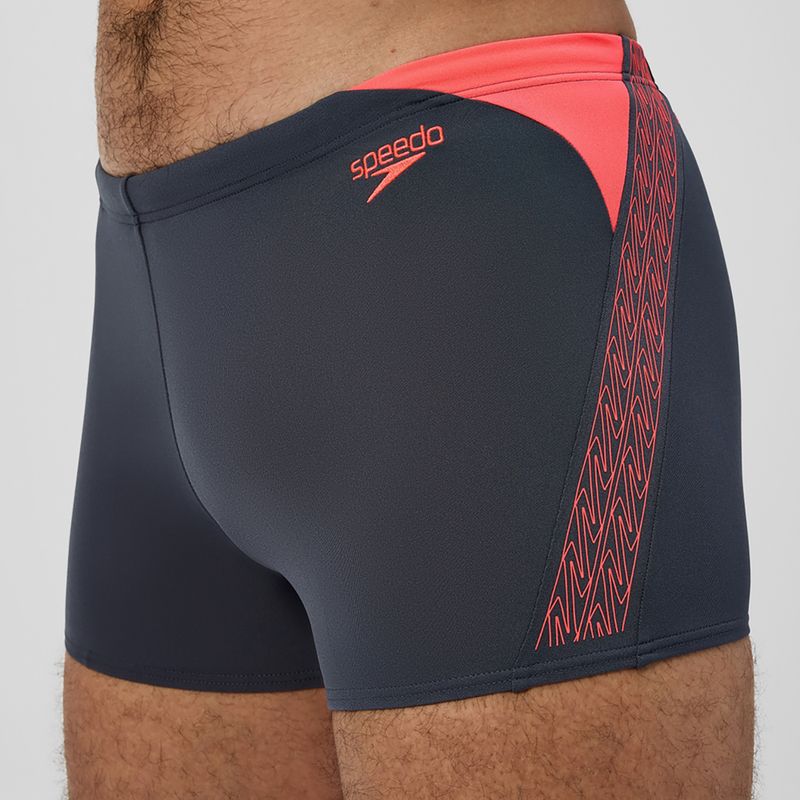 Men's swim boxers Speedo Hyper Boom Splice grey lead/neon coral 5