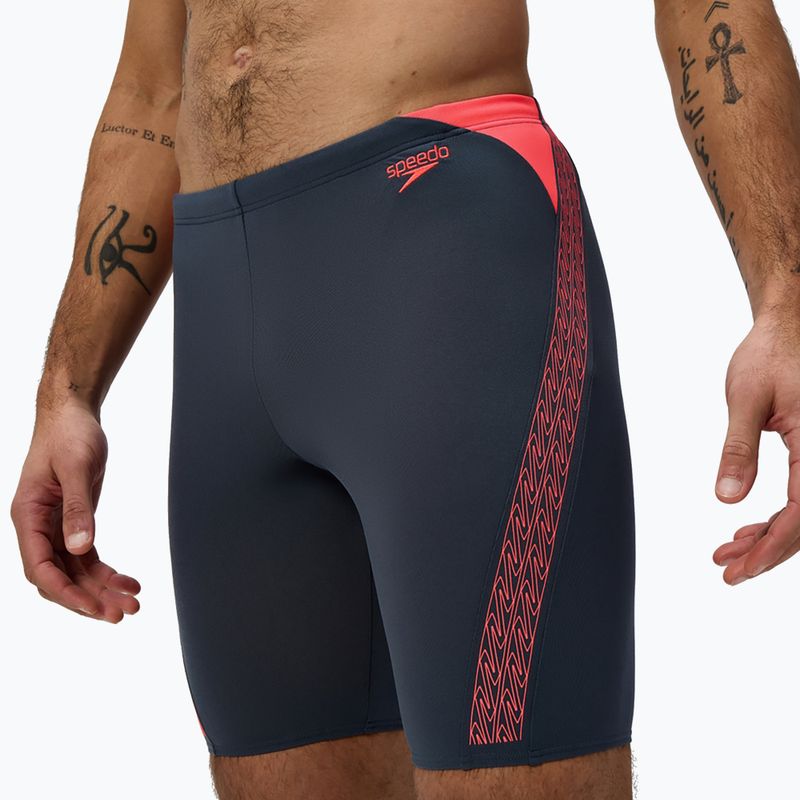 Men's swim jammers Speedo Hyper Boom Splice grey lead/neon coral
