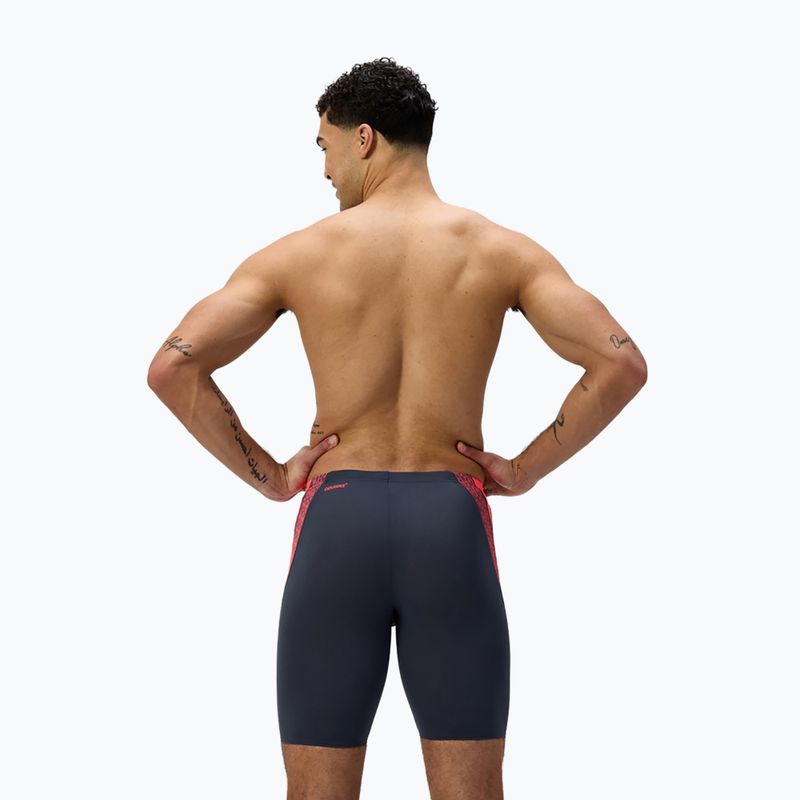 Men's swim jammers Speedo Hyper Boom Splice grey lead/neon coral 3