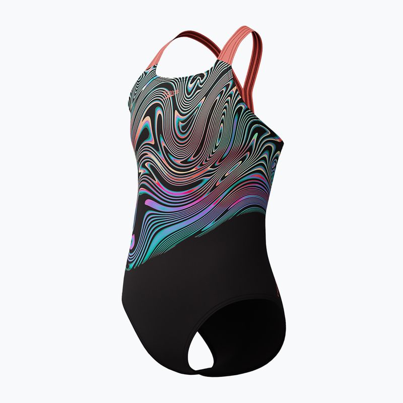 Children's one-piece swimsuit Speedo Digital Placement Powerback neon coral 3
