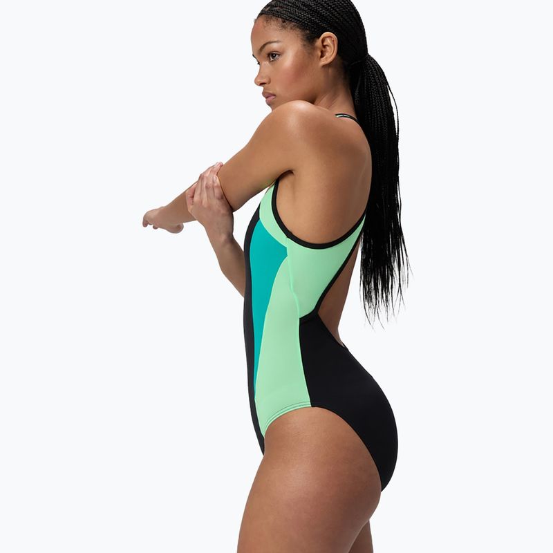 Women's one-piece swimsuit Speedo High Neck Splice Cross Back turquoise gem 4