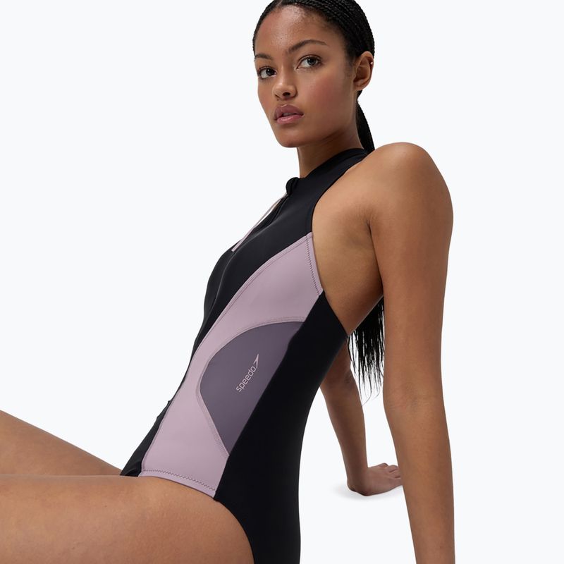 Women's one-piece swimsuit Speedo Zip Colorblock anthracite 5