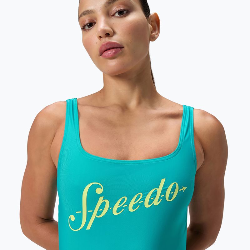 Women's one-piece swimsuit Speedo Logo Square Back turquoise gem 5