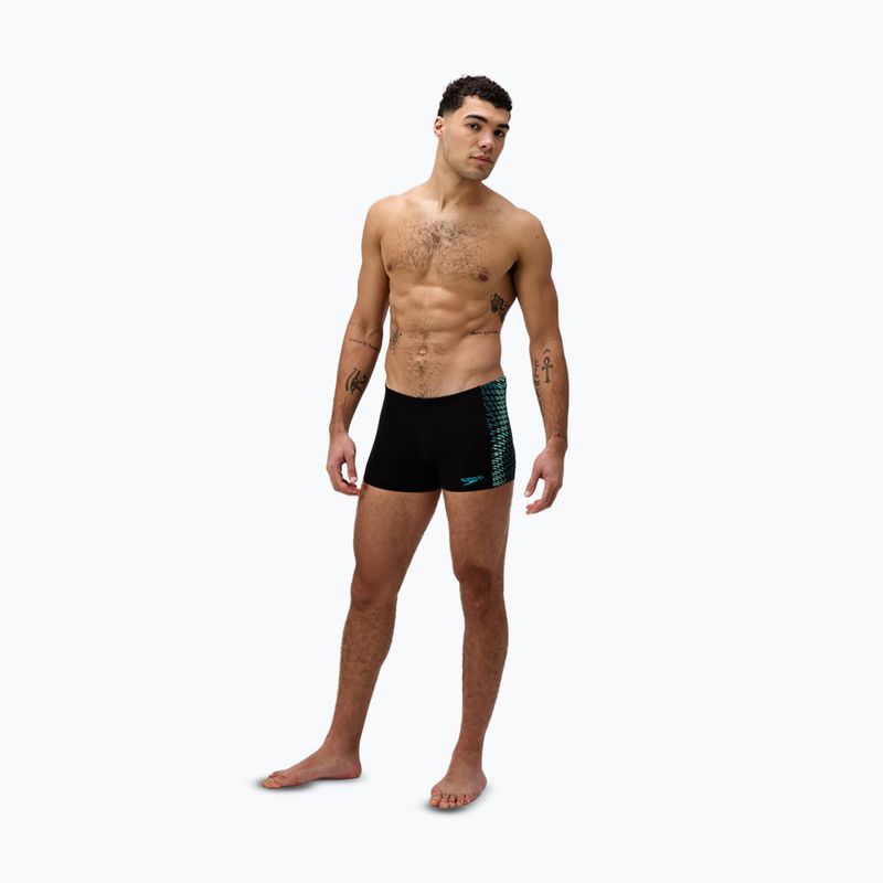 Men's swim boxers Speedo Endurance+ Tech Panel Aquashort black/turquoise gem 2