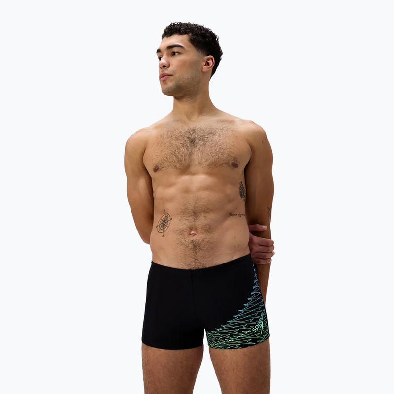 Men's swim boxers Speedo Medley Logo Aquashort black/alfalfa green