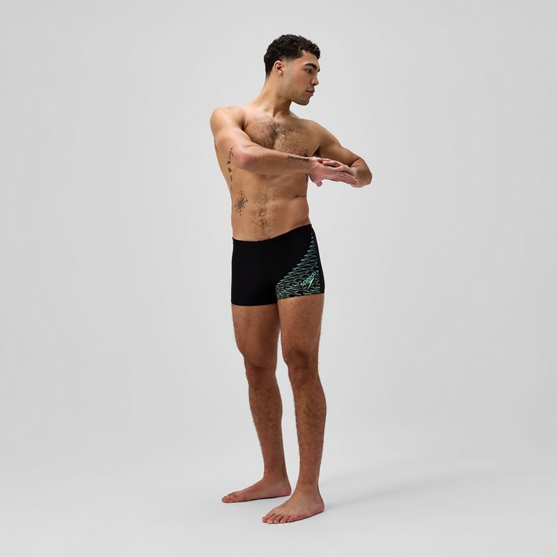 Men's swim boxers Speedo Medley Logo Aquashort black/alfalfa green 2