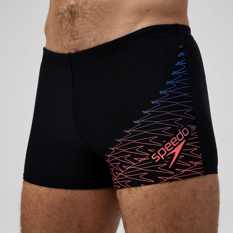 Men's swim boxers Speedo Medley Logo Aquashort black/neon coral 5