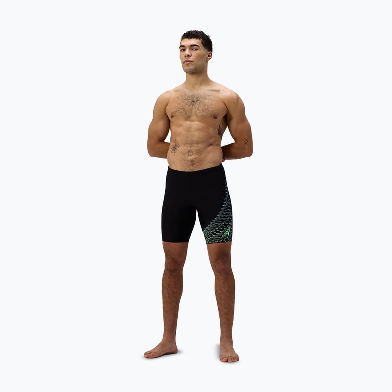 Men's swim jammers Speedo Medley Logo Jammer black/alfalfa green 2