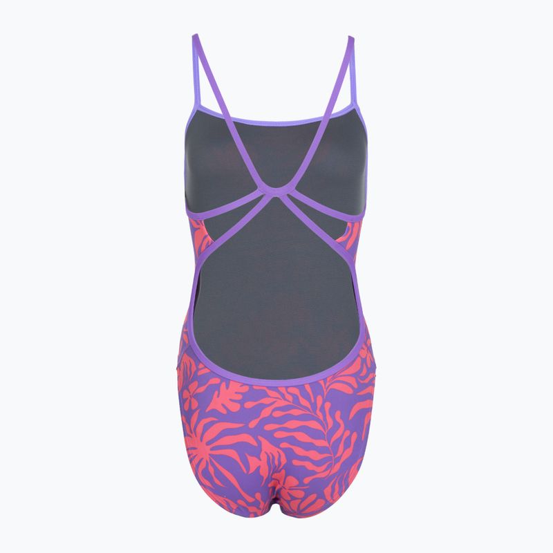Women's one-piece swimsuit Speedo FL Printed Web Back coral cluster/indigo glow 2