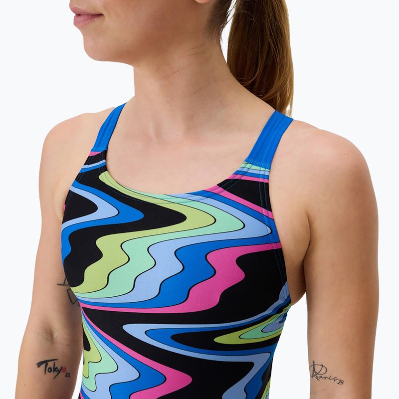 Women's one-piece swimsuit Speedo FL Printed Leaderback ripple melody/lagoon blue 4