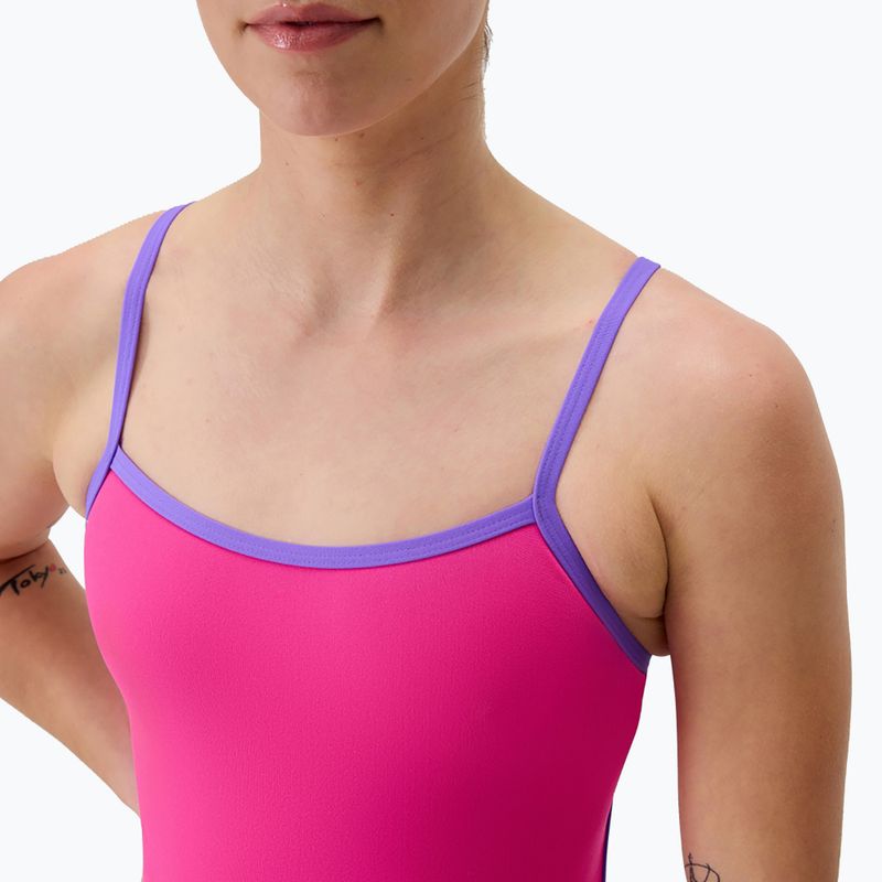 Women's one-piece swimsuit Speedo FL Solid Tri Back flare pink/indigo glow 4