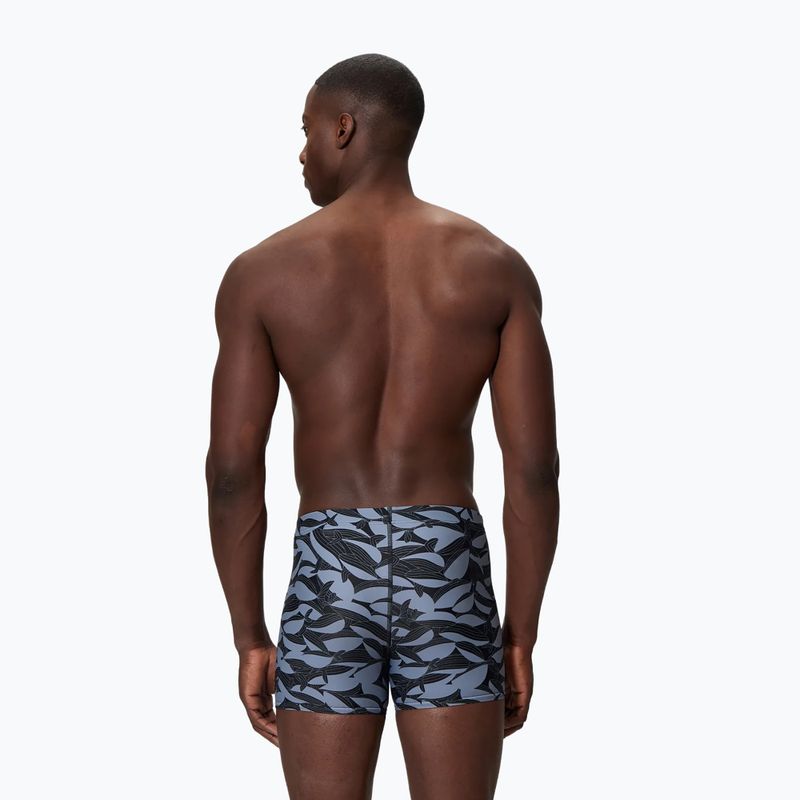 Men's swim boxer trunks Speedo Print Beachstar Square Leg Anthracite/Coin Grey 2