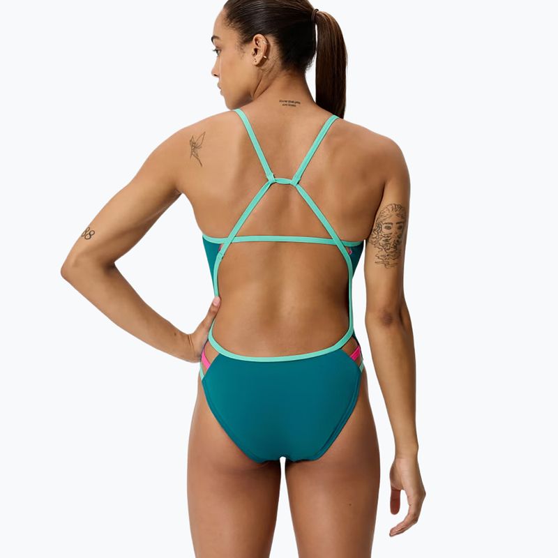 Women's one-piece swimsuit Speedo Solid Tri peacock 2