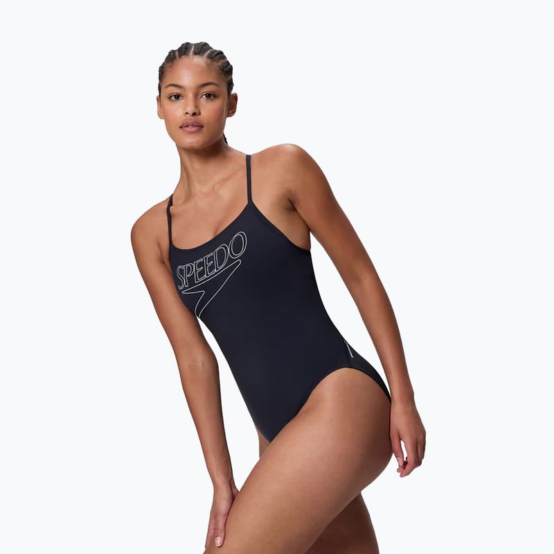 Women's one-piece swimsuit Speedo Endurance+ Logo Thin Strap anthracite 3
