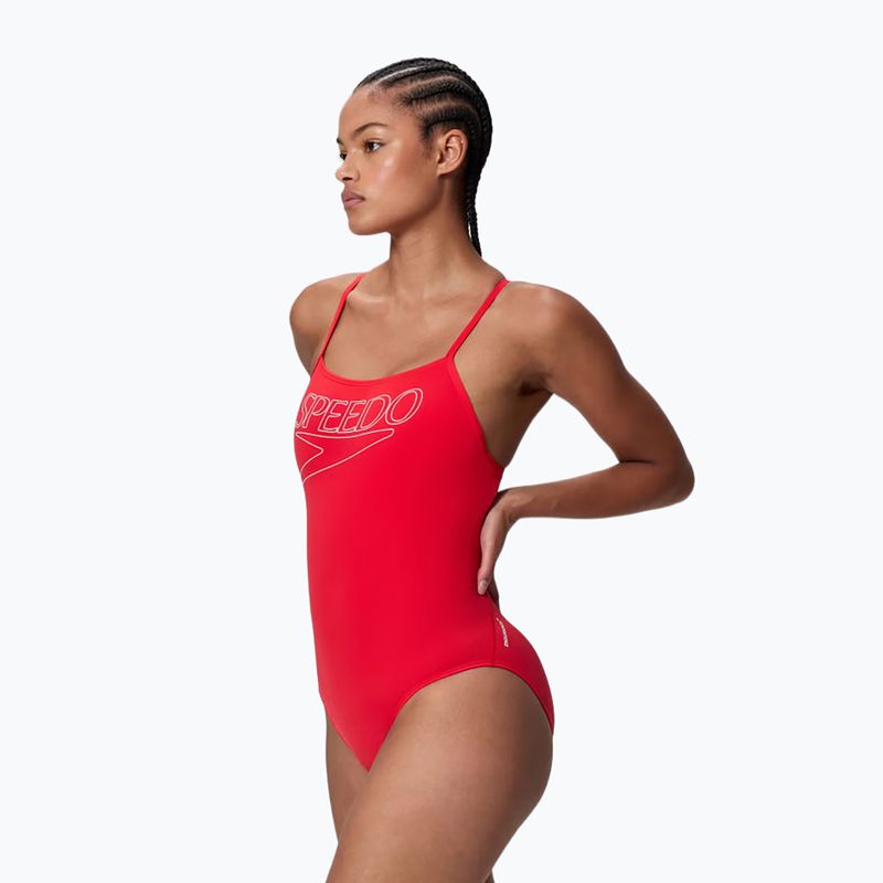 Women's one-piece swimsuit Speedo Endurance+ Logo Thin Strap high risk red 3
