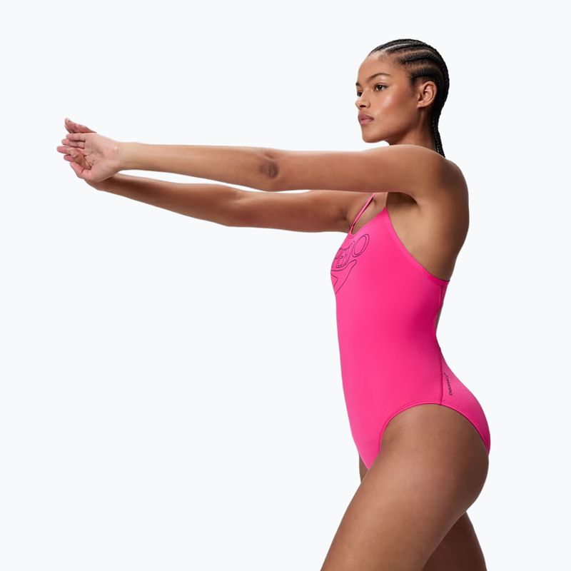 Women's one-piece swimsuit Speedo Endurance+ Logo Thin Strap margarita pink 3