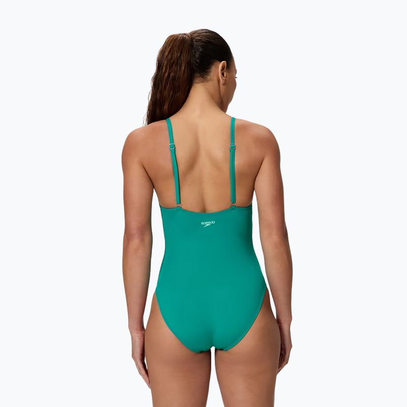 Women's one-piece swimsuit Speedo Solid V-Neck peacock teal 2