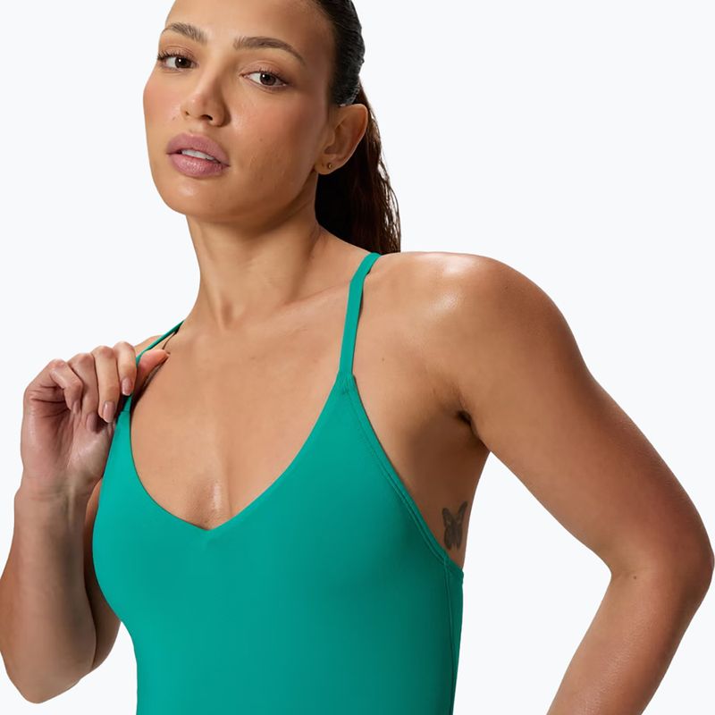 Women's one-piece swimsuit Speedo Solid V-Neck peacock teal 4
