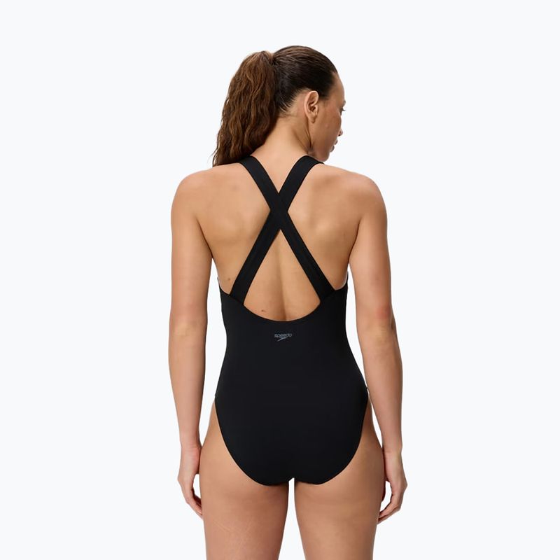 Women's one-piece swimsuit Speedo Solid Scoop Neck anthracite 2