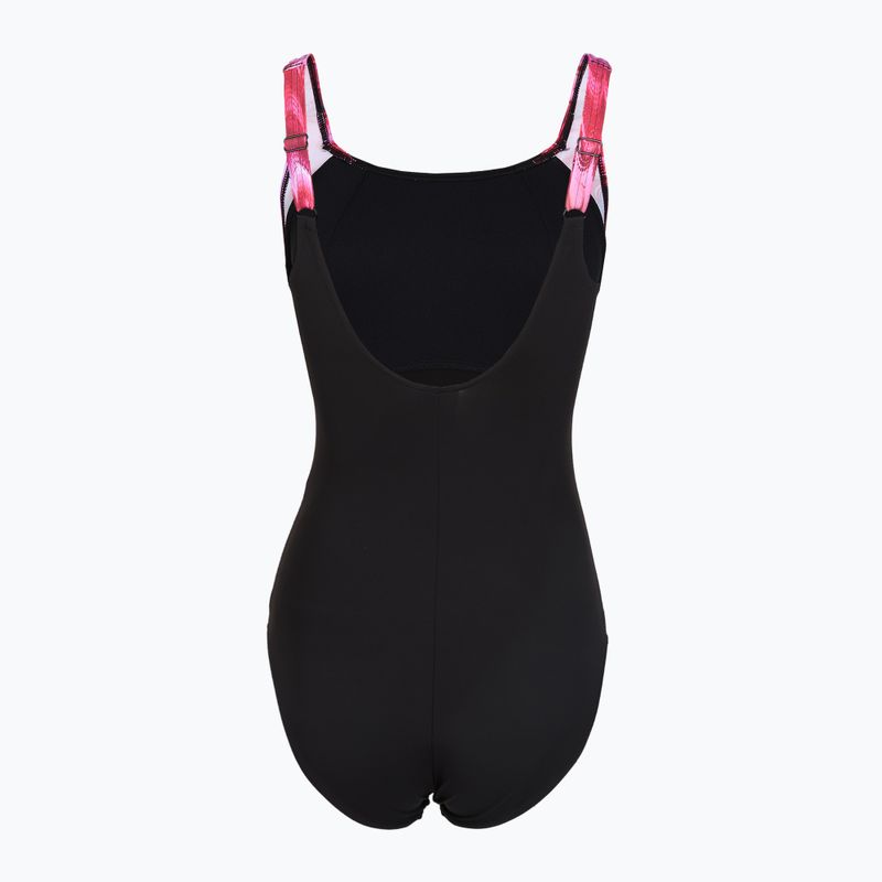 Ladies' one-piece swimsuit Speedo Shaping LunaLustre Printed anthracite/ruby 2