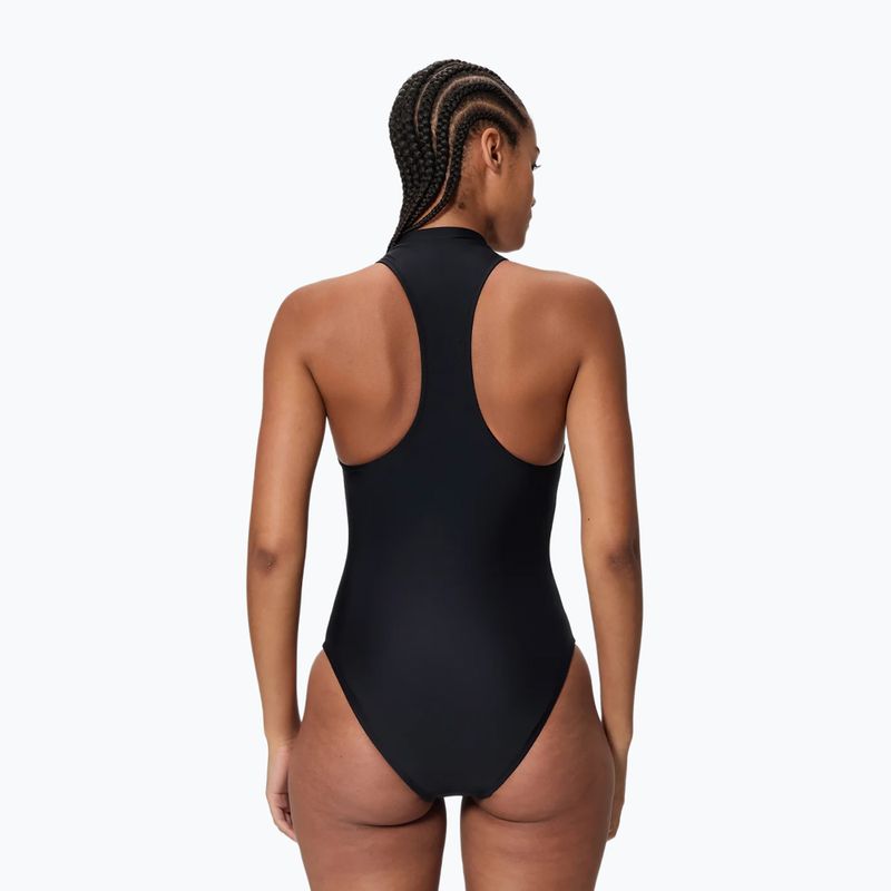 Women's one-piece swimsuit Speedo Ocean Flex Zip black/pale clover 2
